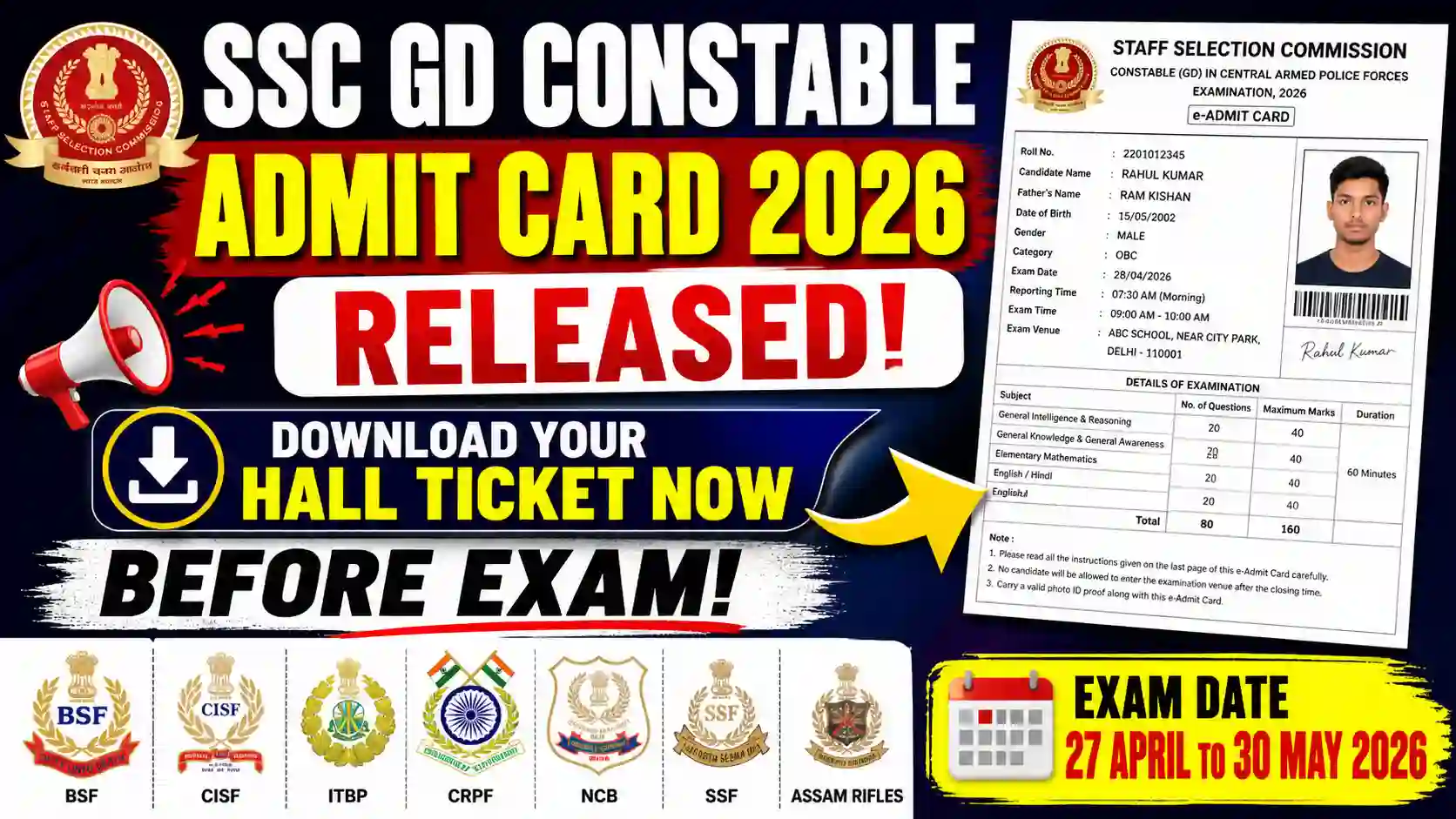 SSC GD Constable Admit Card 2026 Released – Download Your Hall Ticket Now Before Exam!