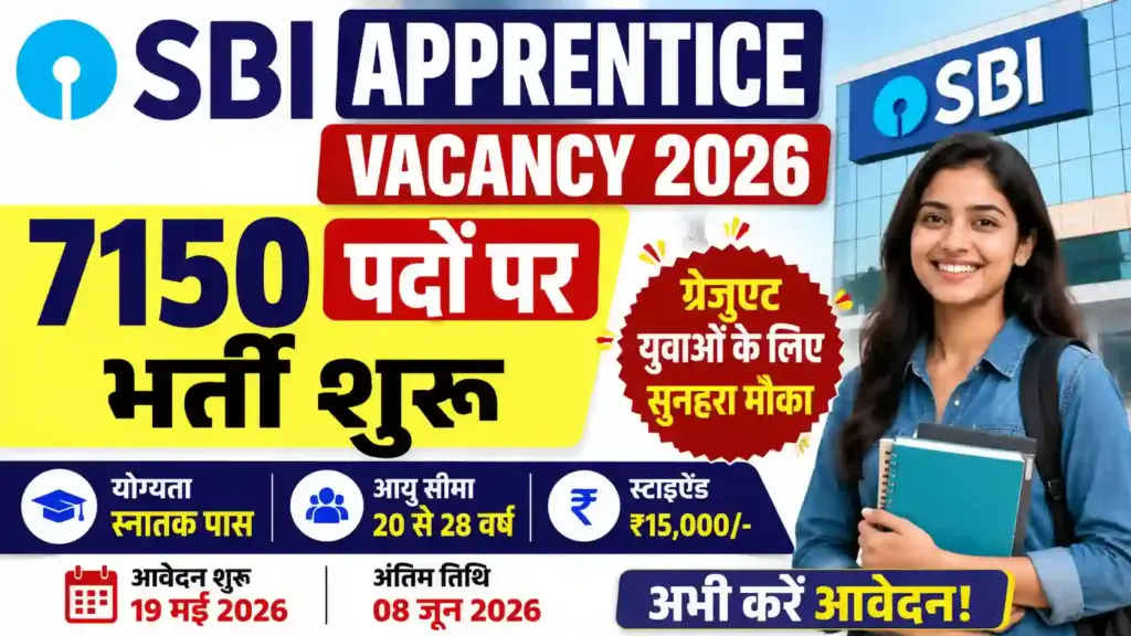 SBI Apprentice Vacancy 2026: 7150 पदों पर भर्ती शुरू, ग्रेजुएट युवाओं के लिए सुनहरा मौका